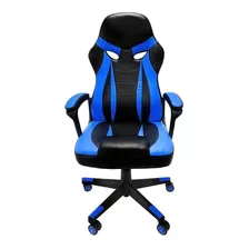 Silla De Escritorio Todatucasa Escorpion Gamer Ergonómica Negra Y Azul Con Tapizado De Cuero Sintético