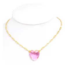 Colar Gargantilha Choker Coração Light Rose Banhado A Ouro