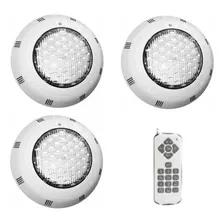 Pack 3 Focos Led Rgb Para Piscina 18w 12v Con Control Remoto