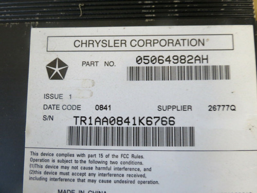  11-12 Chrysler 300 Dodge Charger Audio Radio Amplifi Ccp Foto 2