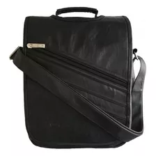 Morral Renzo Negro, Portalaptop 14pg (34×27×7), Cuero Liso