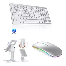 Teclado Bluetooth + Mouse Bluetooth + Sup. Macbook Pro M1 B Cor De Teclado Branco