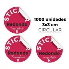 1000 Etiquetas Adhesivas O Sticker Adhesivo 3x3cm Circular