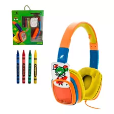 Fone De Ouvido Kids Com Giz De Cera Para Desenhos Colorir