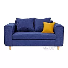 Sofa Eagle 2 Cuerpos Tela Azul Calugas Amarilla-azul 165x89