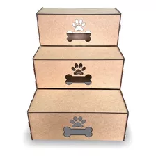 Escada 3 Degraus Para Cachorro E Gato 45cm Mdf Desmontável