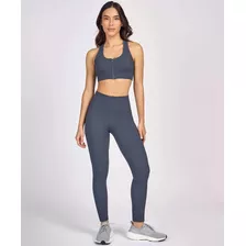 Calça Legging Rib Sem Costura Grafite Alto Giro Academia