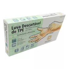 Luva Descartável Reforçada Plástica Sem Pó Com 100 Uni Full