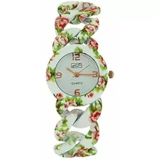 Reloj De Ra - Analogue Ladies White Dial White Floral Print 