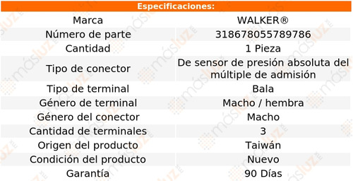 1- Conector Sensor Map Daytona 3.0l V6 1990 Walker Foto 4