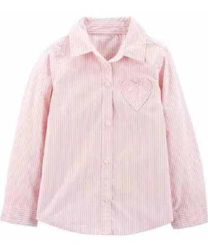 Camisa Rosa Listrada Bolso Coração Original Carters + Brinde