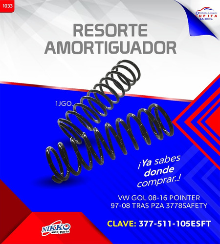 Resorte Trasero De Amortiguador Vw Gol 08-16 Pointer 97-08  Foto 9