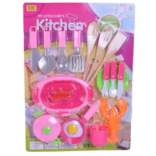 Juego De Cocina Con Accesorios En Rosa