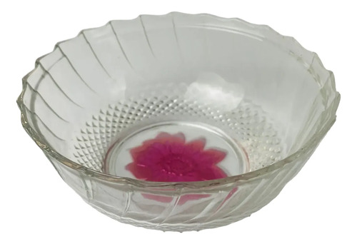 Jogo 6 Tigelas Vidro Flores Coloridas Vintage 12,5cm Branco