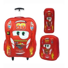 Kit Mochila Carrinho Escolar Carros Infantil Reforçada