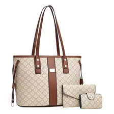 Bolsas Mujer Estampado Retro Cartera Moda Crossbody Tote 3pz