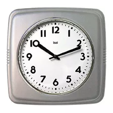 Bai 95 Cuadrado Retro Reloj De Pared Color Plateado Satinado