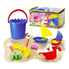 Balde De Praia Infantil Kit C/ 8 Peças Para Brincar Areia