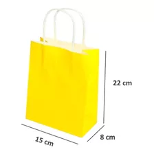 Bolsa De Papel Con Asa Color Amarillo 22x15x8 Pack 12 U.