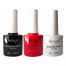 Esmalte Gel D&z Kit3 Vermelho Branco Preto Led/uv Unhas Gel