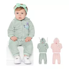 Conjunto Menina Bebe Quentinho Pelo Apeluciado Inverno