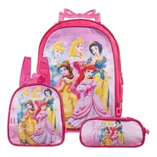 Kit Mochila Escolar Com Rodinhas Menina Princesas Infantil