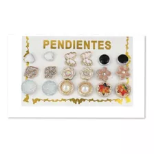 Set 9 Aretes Fantasía Perlas Y Flores Mujer O Niña