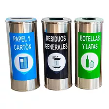 Cubos De Reciclaje Circular X3 Para Centro Comercial Y Mall