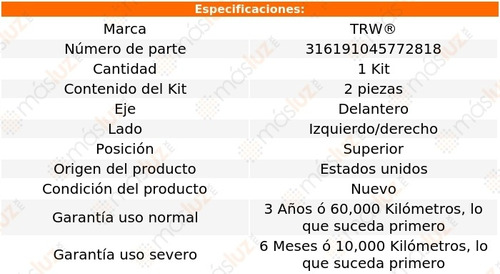 1 Pack Bujes Horquilla Delanteras Sup Mountaineer 06/10 Trw Foto 2