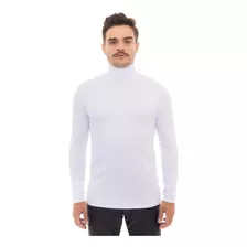 Cacharrel Masculina Branca Camiseta Manga Longa Gola Alta