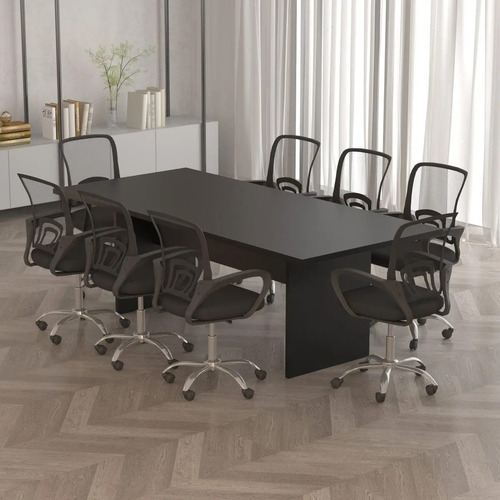 Mesa De Escritório Reunião 220cm Multimóveis Cr25336 Preto