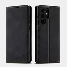 Funda De Cuero Para Samsung Galaxy S22 Ultra Tapa Magnética