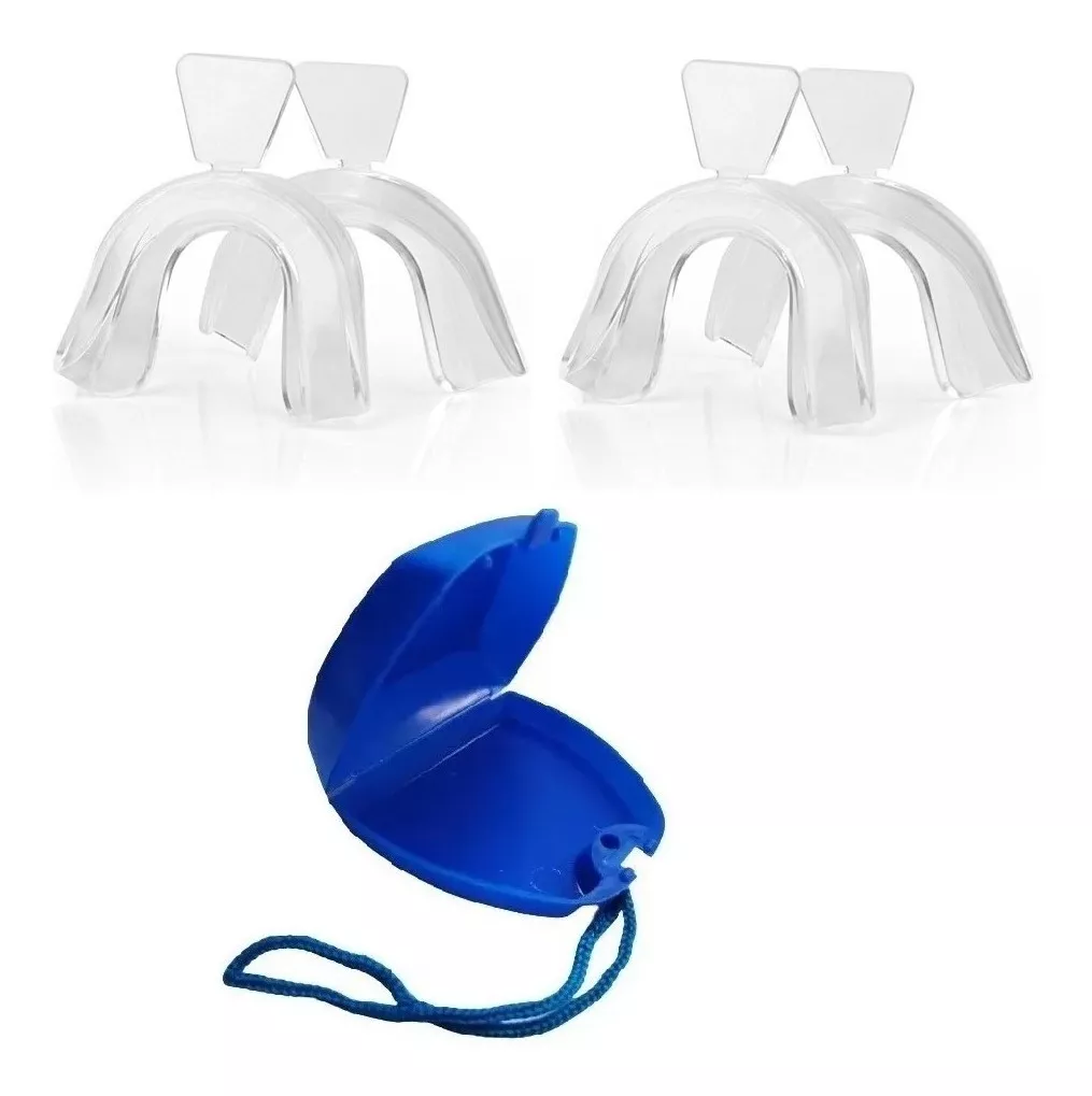 Proteção Bucal Ranger Dentes Placa Moldável + 1 Estojo Azul