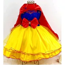 Vestido Social De Bebê Festa Tema Branca De Neve Capinha