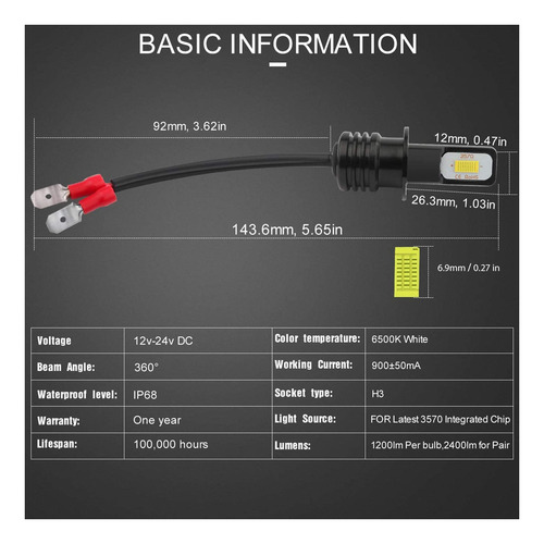 Bombillas De Luz Antiniebla Led H3 Para Volkswagen 6500k 80w Foto 5