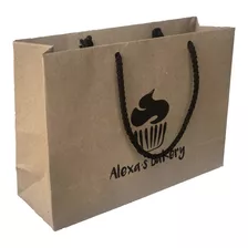 Bolsa De Papel Kraft Con Impresión 21x7+15 Envío 100 Pz!