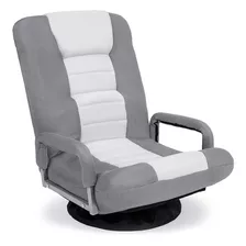 Sillon Gamer Giratorio Para Piso - Gris Blanco