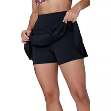 2 Short Saia Babado Cintura Alta Feminina Fitness Academia