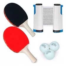 Kit Ping Pong Rede Retrátil Raquete Profissional + 3 Bolinha