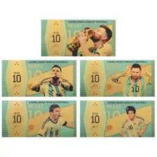 Lionel Messi - 5 Billetes Diferentes Enchape Oro