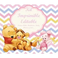 Kit Imprimible Winnie Pooh Baby Decoracion Invitación S213