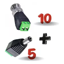 Kit 10 Conectores Bnc Macho Com Borne + 5 Plug P4 Macho