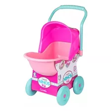 Carrinho Infantil P/ Boneca Bebe Rosa Brinquedo Cotiplas