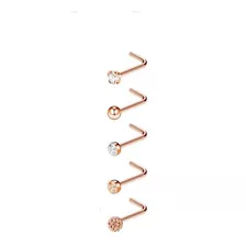 Set 5 Piercing Acero Quirúrgic Nariz Zirconia Nostril Tipo L