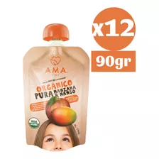 12x Ama Pure Fruta Manzana Mango Orgánico Papilla Compota