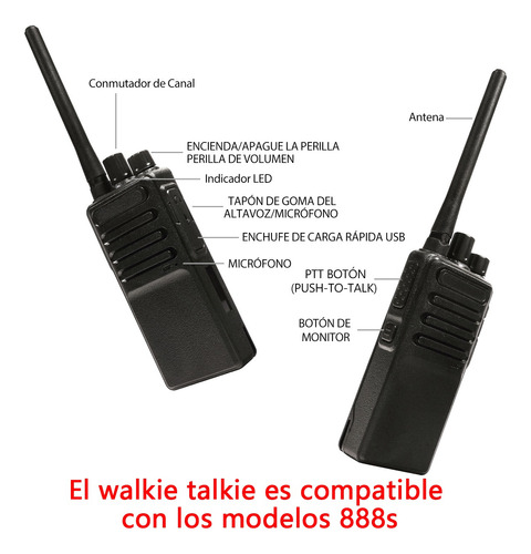 4 Radios Walkie Talkie Recargable, Con Manos Libres Foto 3