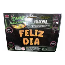 Globo Frase Feliz Día - Dorado - 36 Cm