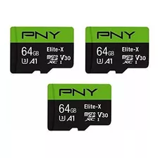 Paquete De 3 Tarjetas De Memoria Flash Pny Elite-x Class 10 