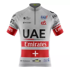 Camiseta De Ciclismo Masculina Pro Tour Uae Cinza Com Bolsos