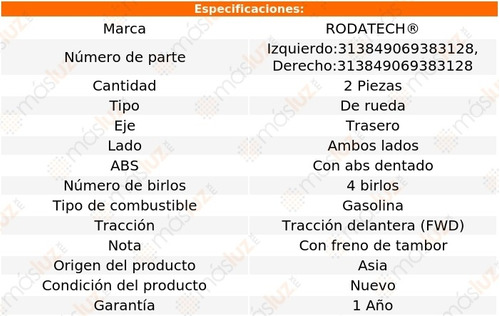 (2) Mazas Rueda Tra C/abs Honda Civic 1.6l 4 Cil Fwd 96/00 Foto 2